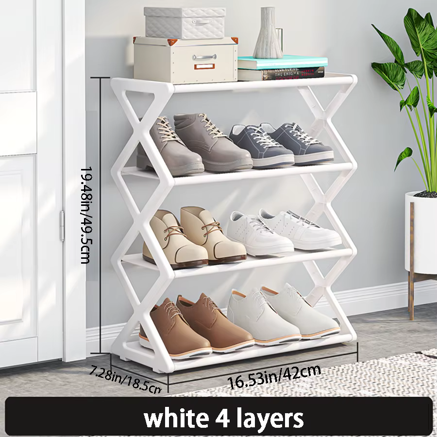 Étagère à chaussures simple et compacte à 4 niveaux, armoire de rangement pour chaussures en tissu a