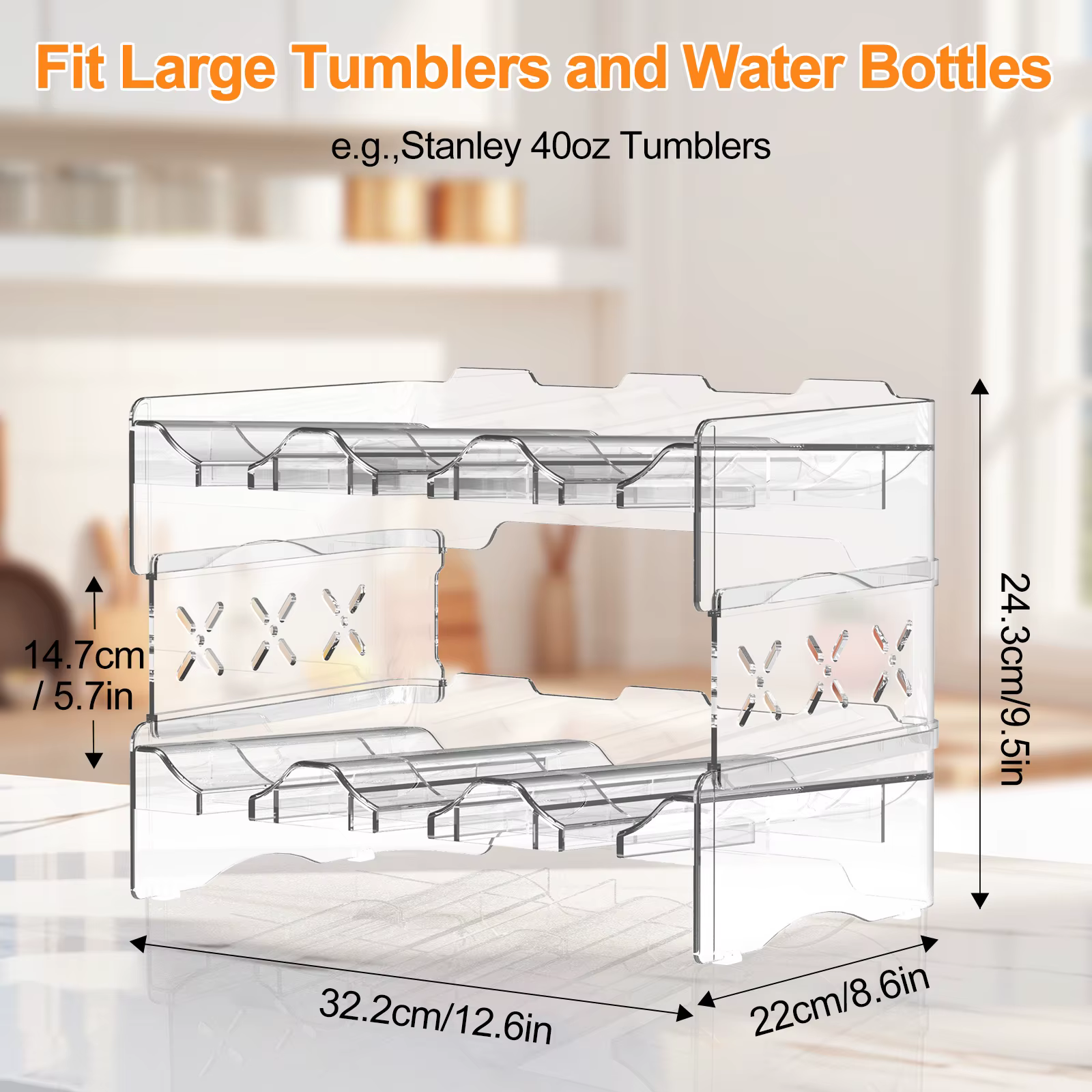 Organisateur de bouteilles d'eau empilable pour gobelets Stanley 40 oz, support de rangement, porte-
