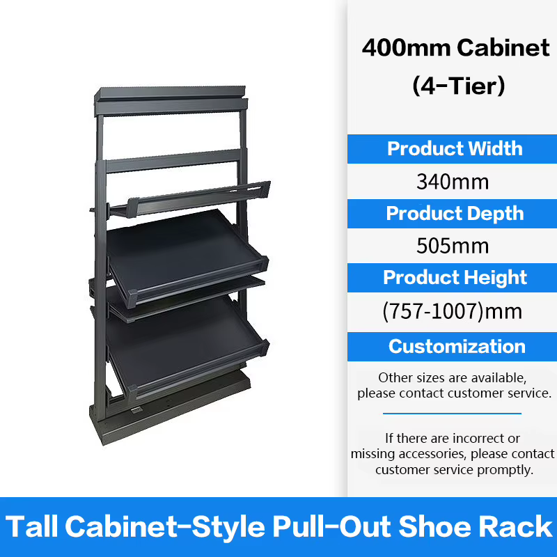 Range-chaussures coulissant pour armoire profonde d'escalier, grande capacité, avec quincaillerie ro