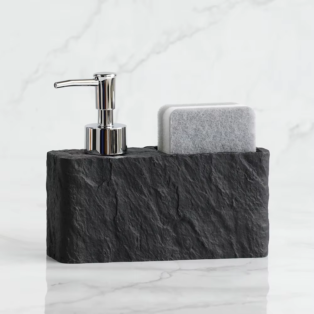 Distributeur de savon avec éponge pour évier de cuisine et salle de bain, distributeur de savon liqu