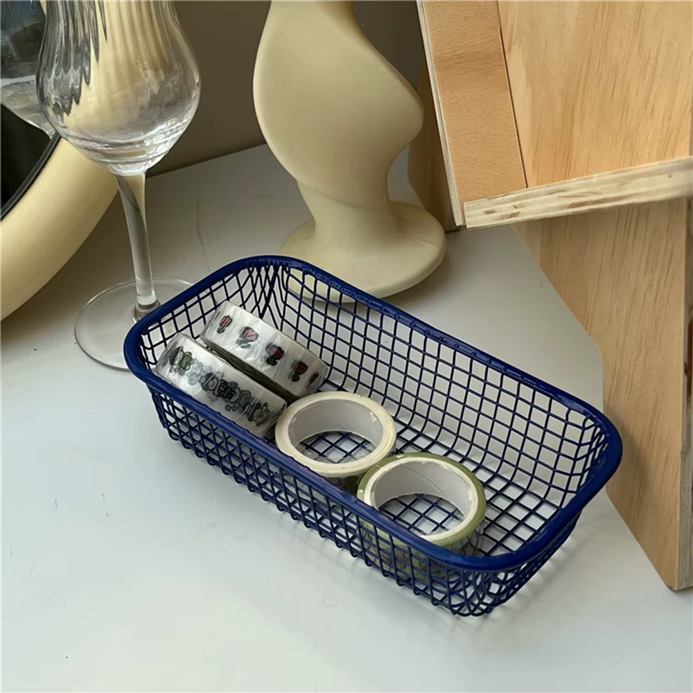 Panier de rangement de bureau INS, panier organisateur d'articles divers en métal, étui pour cartes 