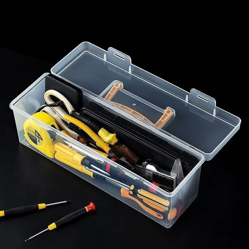 Boîte de rangement pour outils avec plusieurs compartiments, organisateur en plastique transparent d