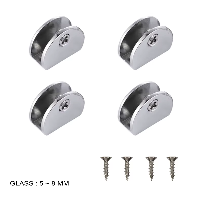 Supports d'étagère en alliage de zinc chromé, 5-12 MM, pinces pour étagères en verre robustes, 4 piè
