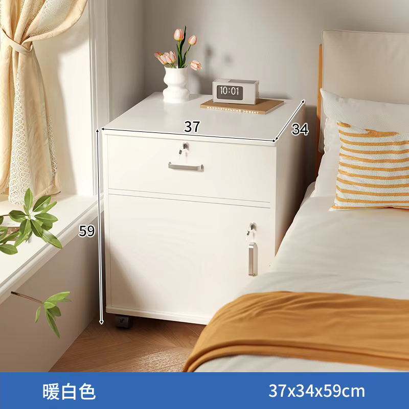 Armoire de chevet avec serrure Simple, étagère de rangement multifonctionnelle mobile, meuble bas po