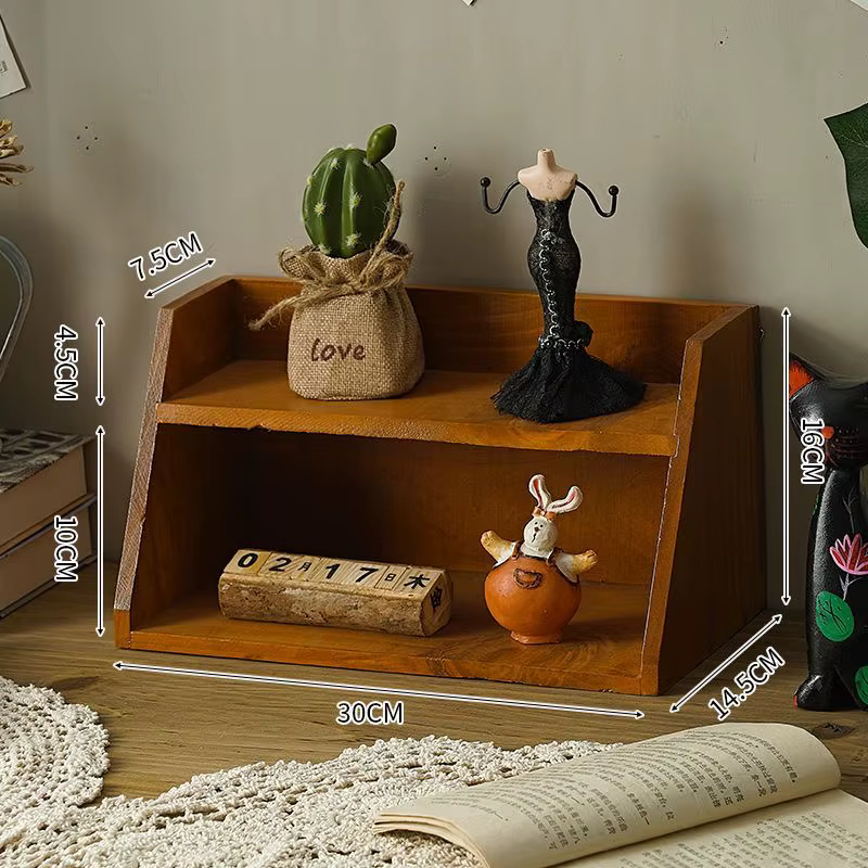 Étagères en bois massif à 2/3 niveaux, support de rangement Vintage, étagère de bureau, présentoir, 