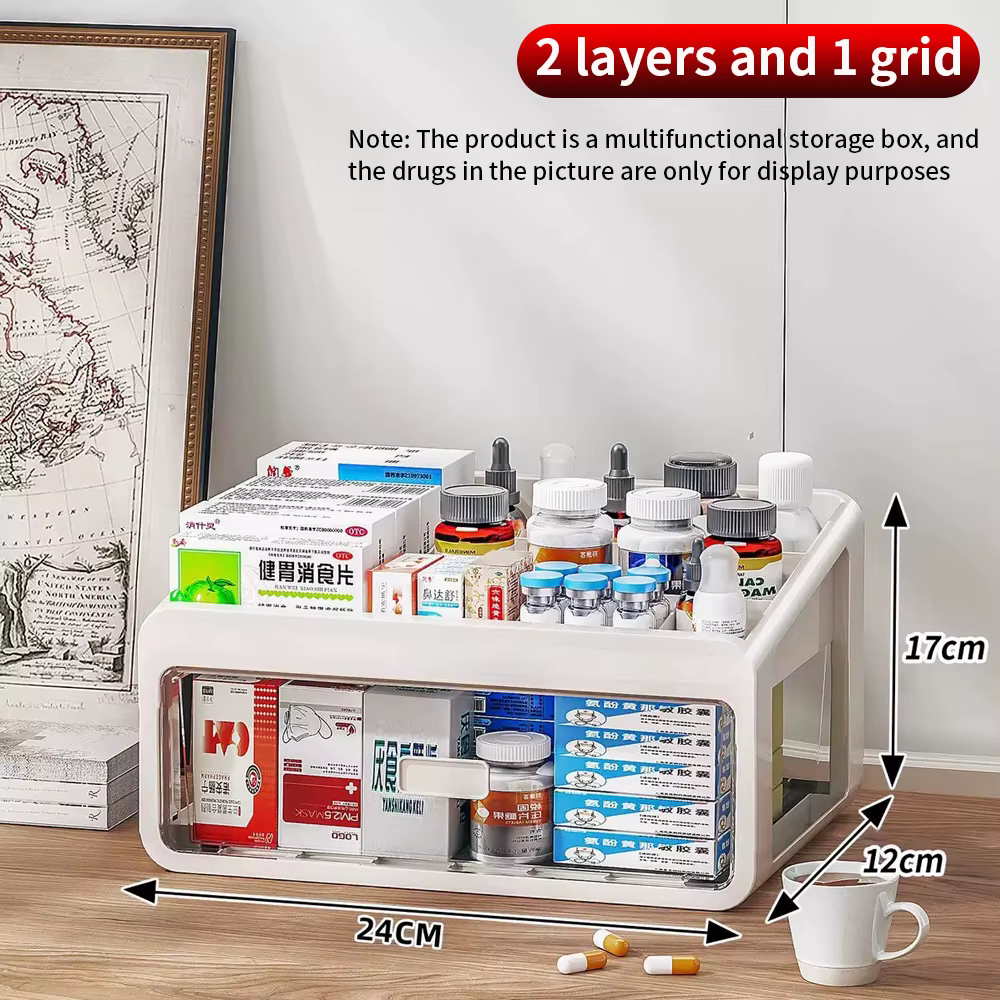 Boîte de rangement médicale à domicile de grande capacité, organisateur de médicaments à tiroirs mul