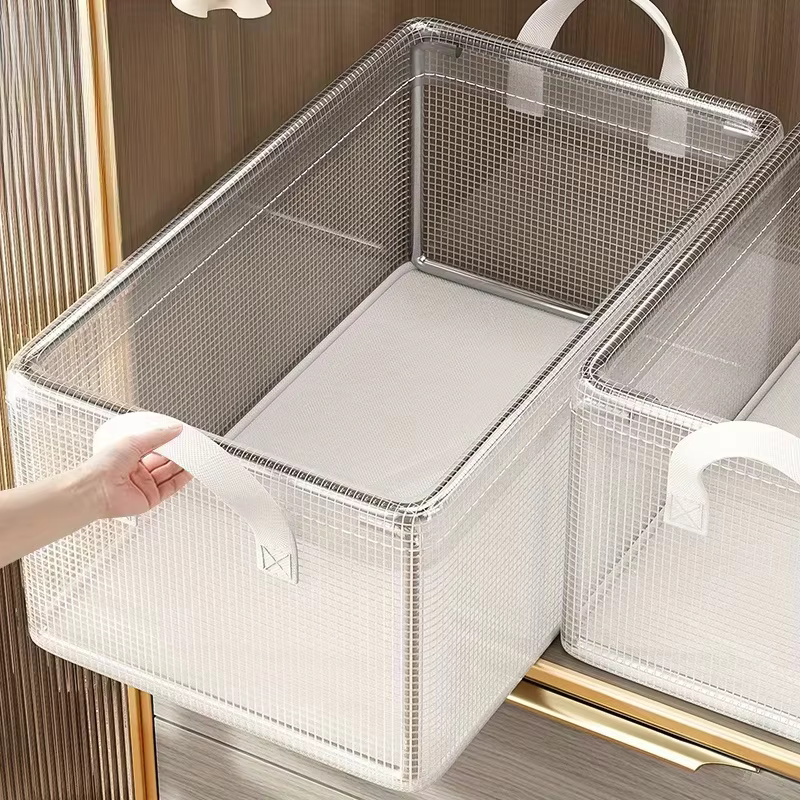 1 boîte de rangement transparente en PVC avec cadre en acier solide, imperméable, panier de rangemen