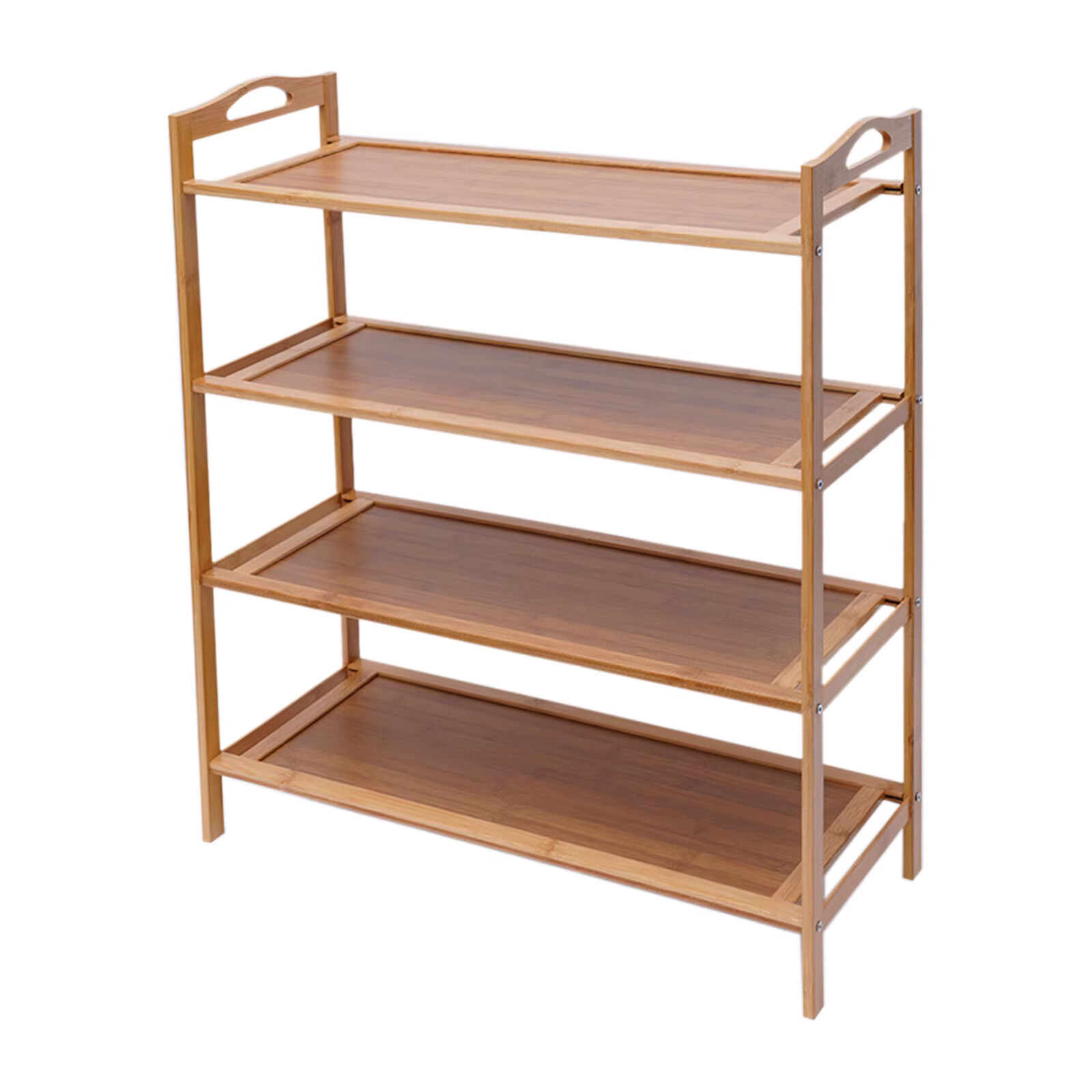 Étagère en bambou durable à 4 niveaux, meuble de maison en bois, rangement pour chaussures, T1