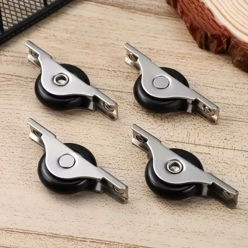 Kits de rails de porte coulissante en métal robuste, 4 pièces, avec 4 roues en plastique noir, acces