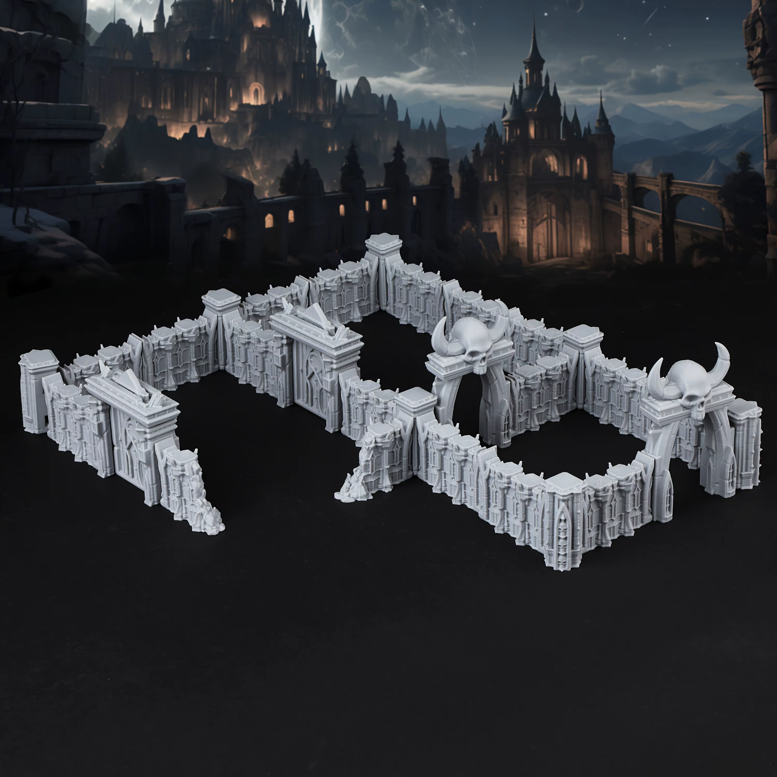 Ensemble de terrain miniature RPG Darkness Wall - Terrain modulaire gothique fantastique, aventures 