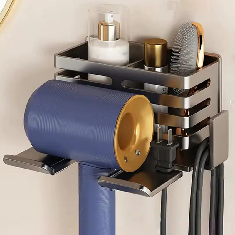 Étagère murale de salle de bain sans perçage, organisateur de rangement multifonctionnel avec suppor