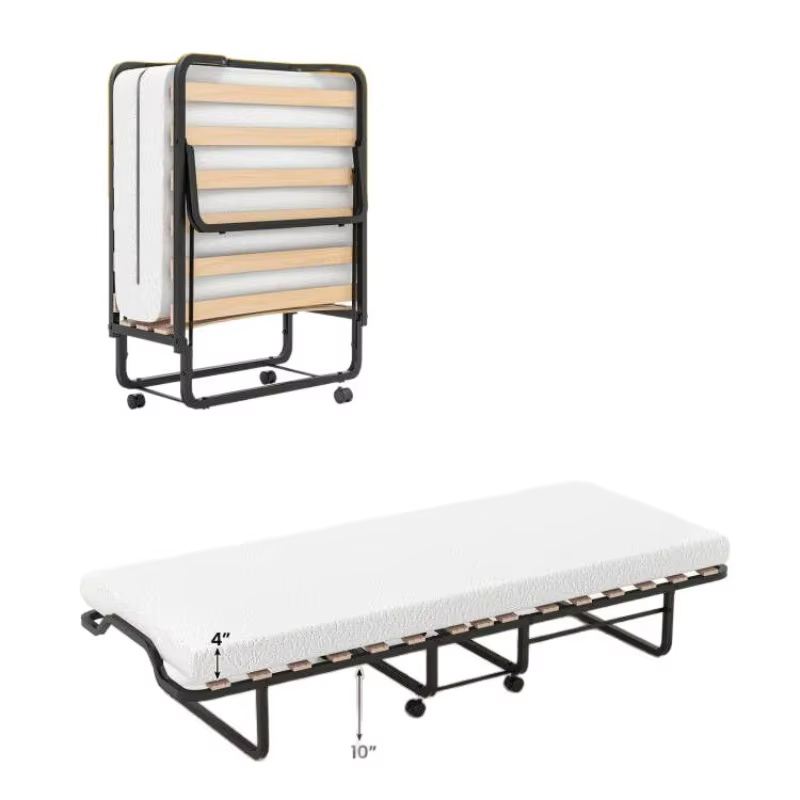 Lit pliant Portable pour adultes, lit de Camping, rangement en métal, lit pliant simple en mousse à 
