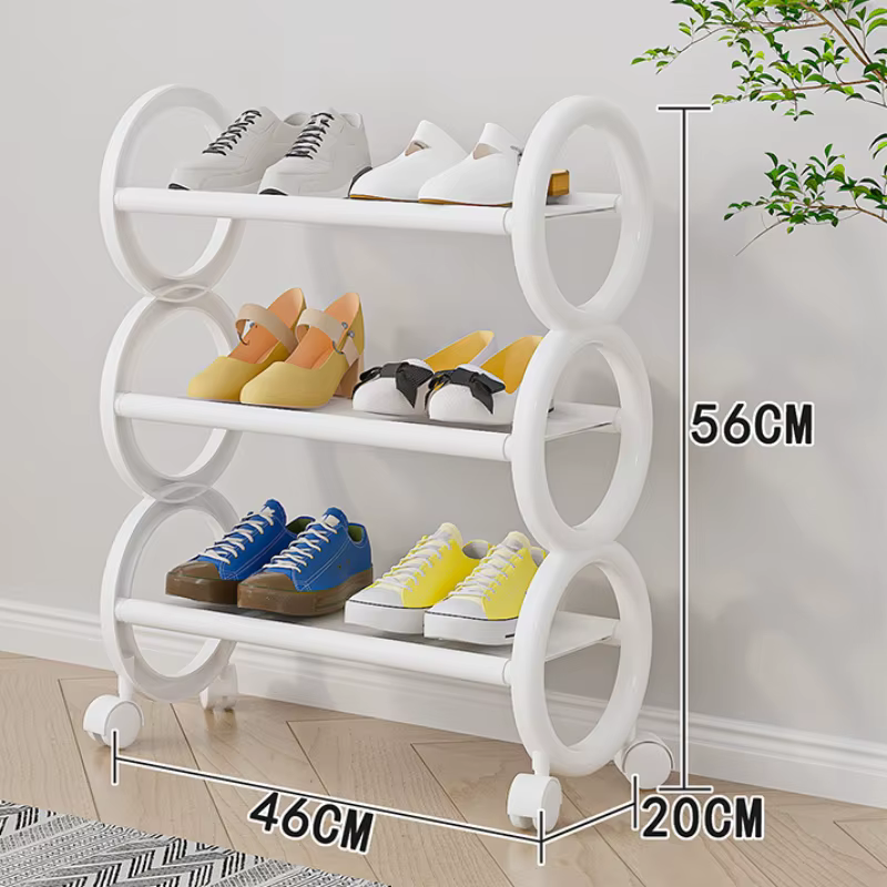 Étagère à chaussures rotative à 3/4 niveaux avec 360 °   Roues pivotantes et poignée annulaire migno