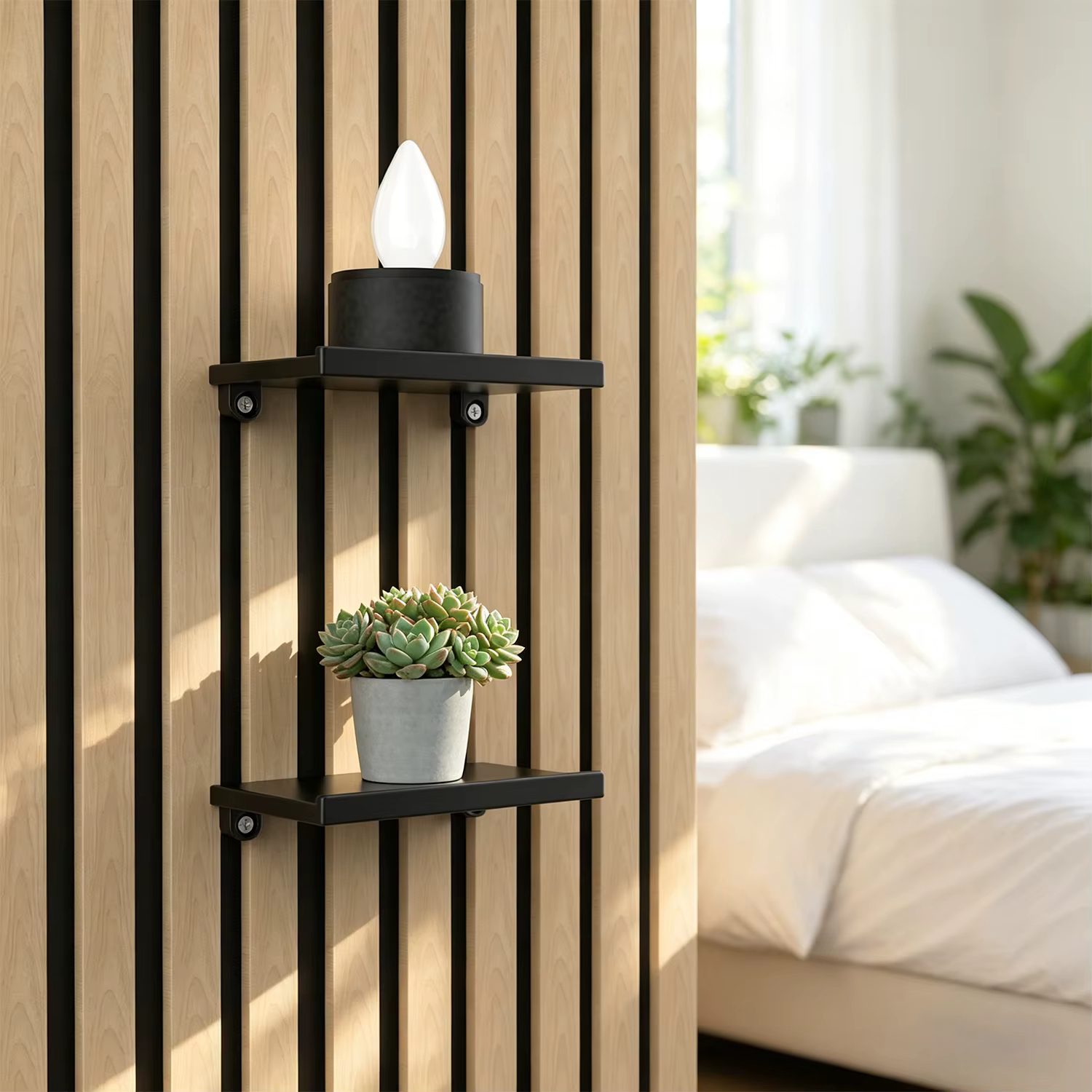 Lot de 1 étagère murale acoustique, étagère flottante en plastique facile à installer pour plantes e