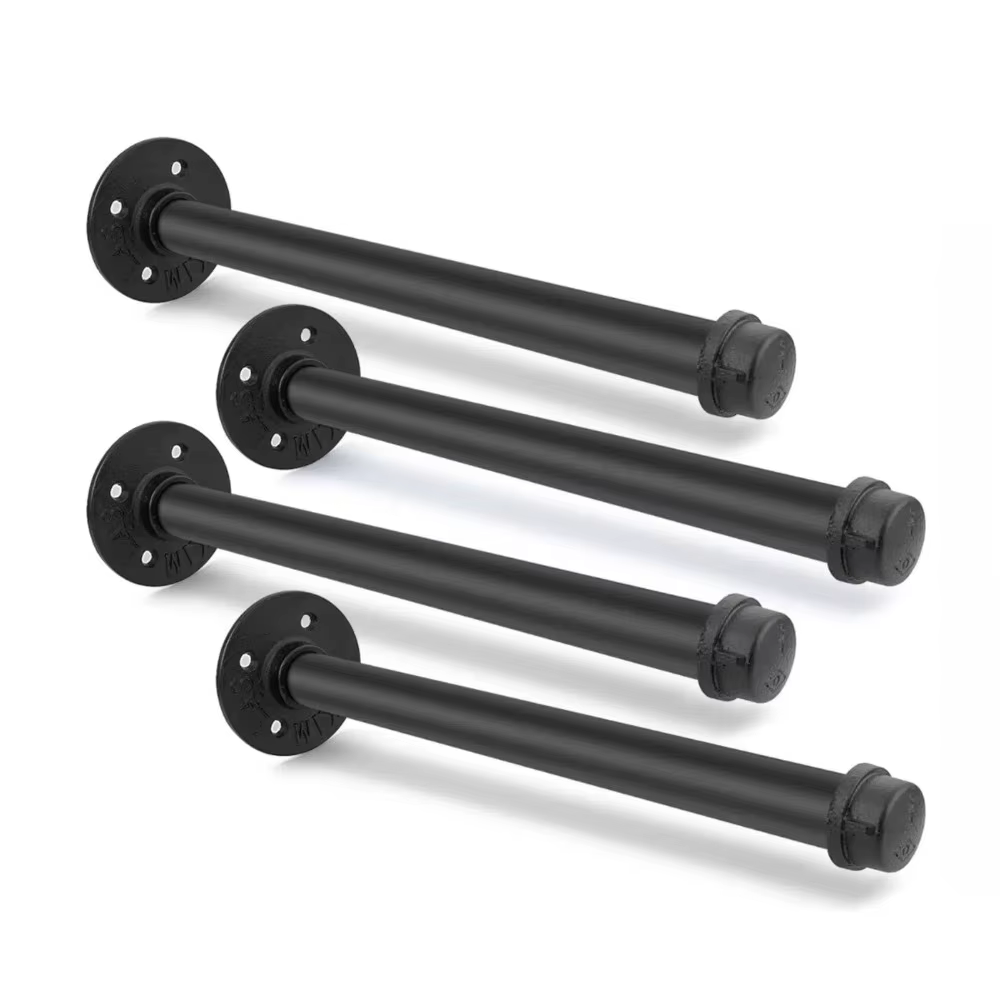 Support d'étagère flottant mural en fer noir, 4 pièces, fabrication soignée, support d'étagère de ra