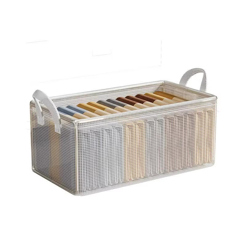 Boîte de rangement transparente pliable pour vêtements de garde-robe, organisateur de pantalons supe