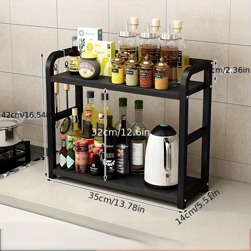 Étagère de comptoir en métal à 2 niveaux, 1 pièce, organisateur peu encombrant pour café, tasses et 