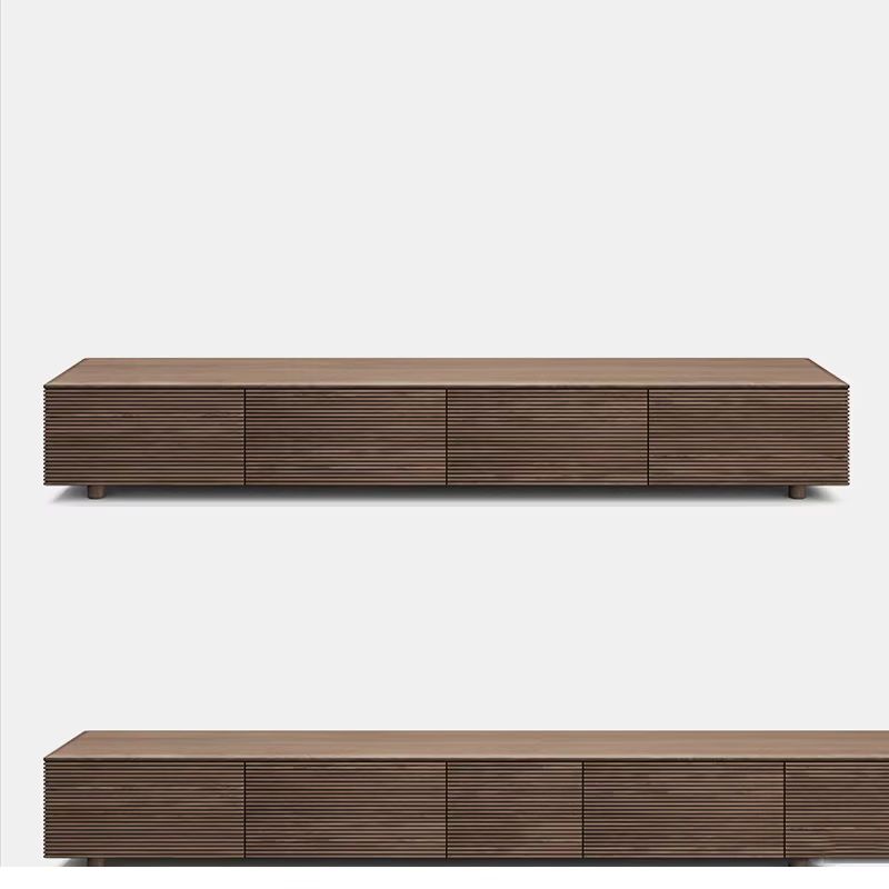 Meuble TV Base en noyer noir, bois massif, bûche scandinave, rangement moderne pour la maison, salon