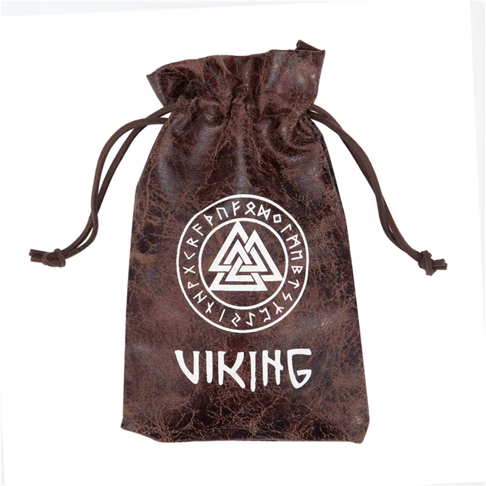 Boîtes en bois naturel Viking, sacs rétro en cuir PU, emballage de bijoux de luxe, boîte de rangemen