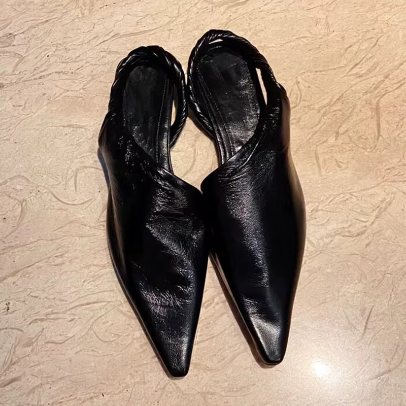 Sandales plates à bout pointu pour femmes, chaussures décontractées, nouvelle collection 2026, éléga