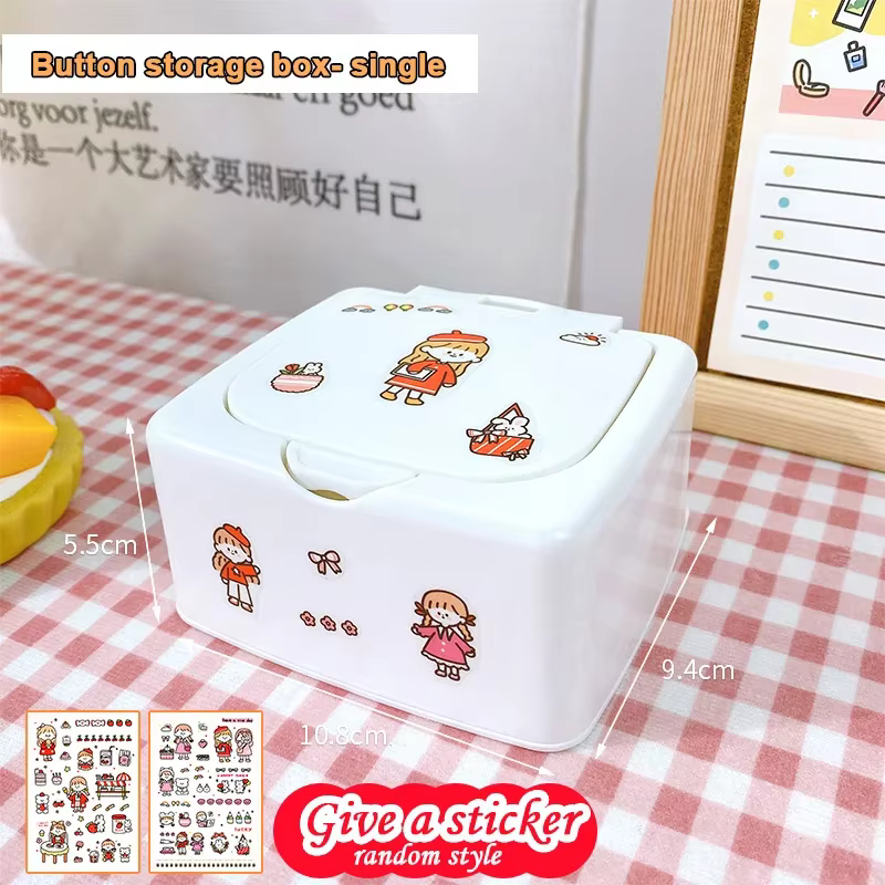Boîte de rangement de bureau à boutons Ins, boîte de rangement mignonne avec couvercle, Mini boîte d