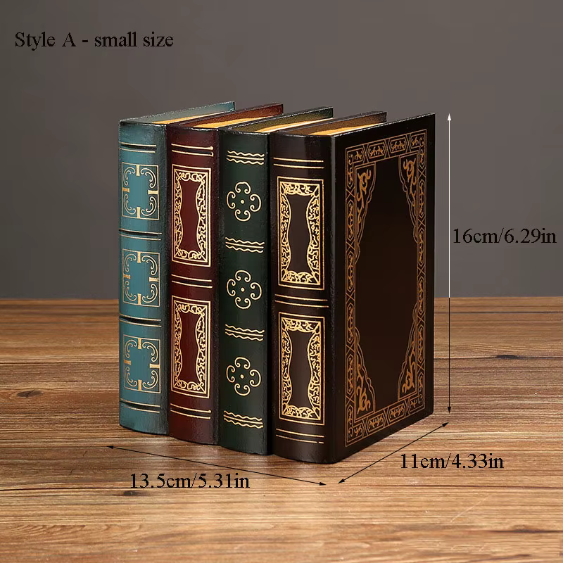 Boîte de rangement en forme de livre en bois de style rétro |   Avec couvercle et conception empilab
