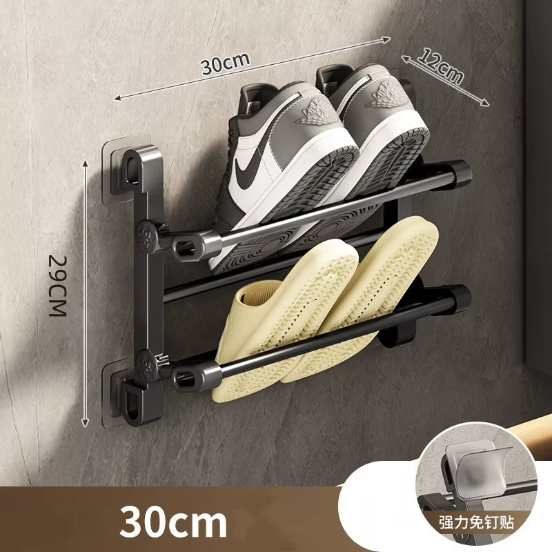 Support mural pour chaussures sans perçage, porte-pantoufles de salle de bain, étagère de rangement 