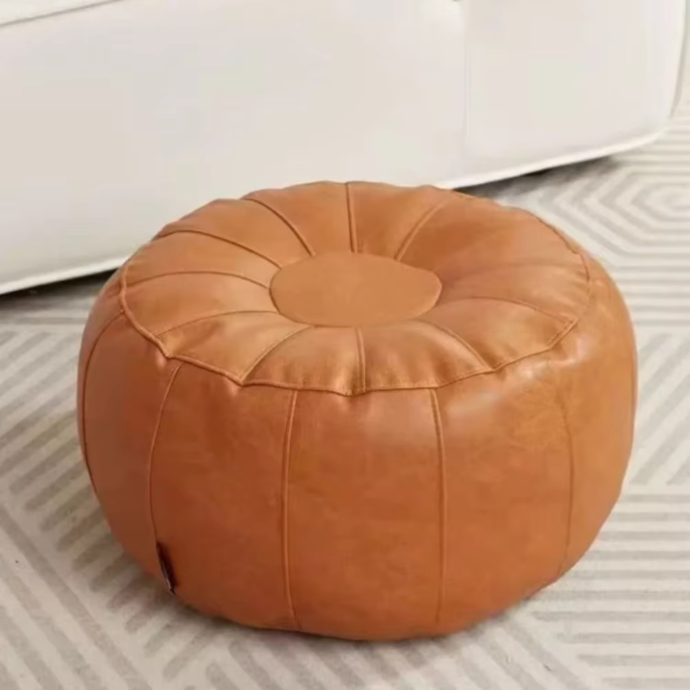 Housse de coussin de siège ronde en similicuir, housse de tabouret de canapé non rembourrée, sac de 