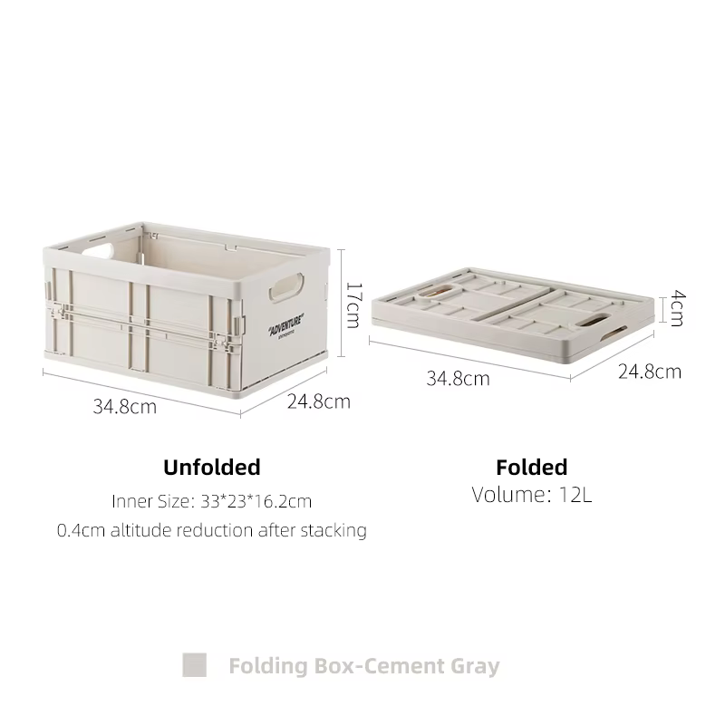 Caisse de rangement pliable et empilable en plastique robuste, fourre-tout, panier de rangement plia