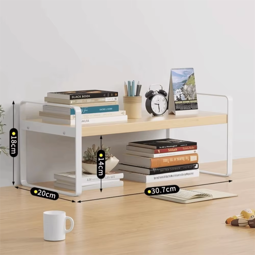 Étagère de rangement de bureau en fer, meuble à niveaux, esthétique minimaliste, support de rangemen
