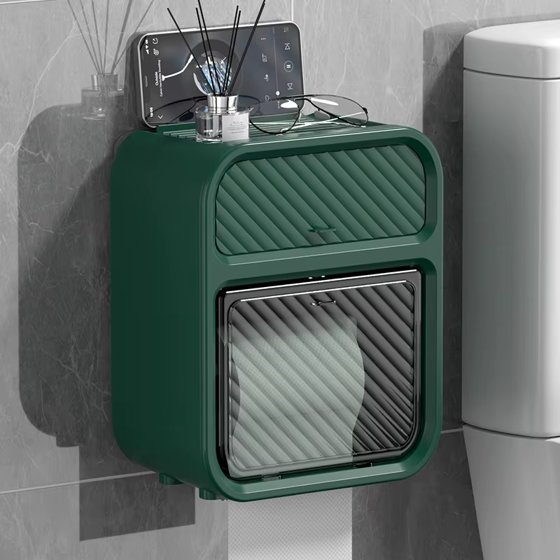 Étagère murale boîte à mouchoirs de salle de bain avec tiroir boîte de papier toilette étanche tiroi