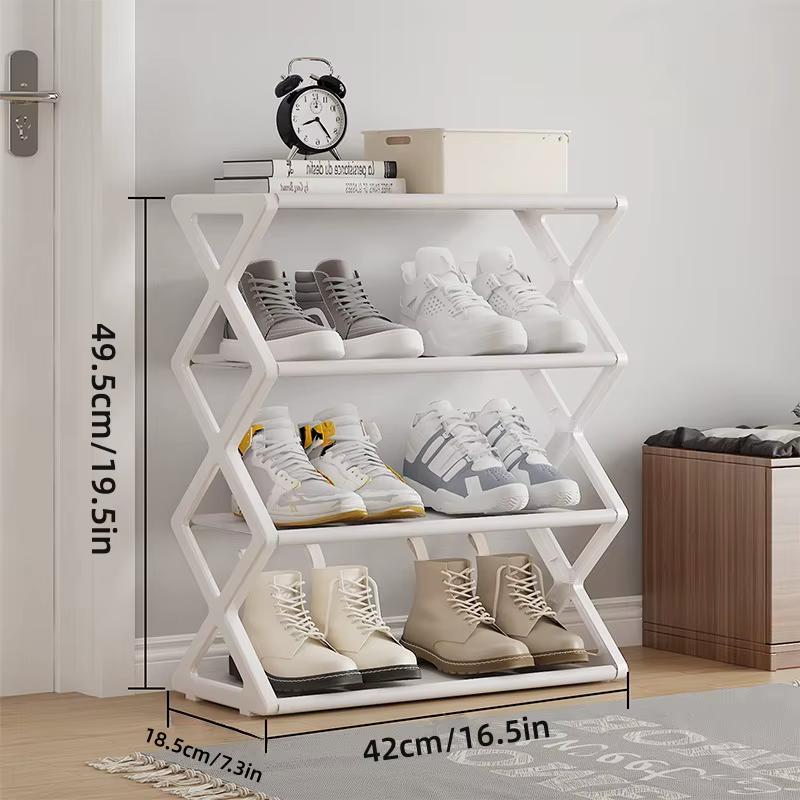 Organisateur de chaussures à 4 niveaux, étagère à chaussures pliable gain de place organisateur de r