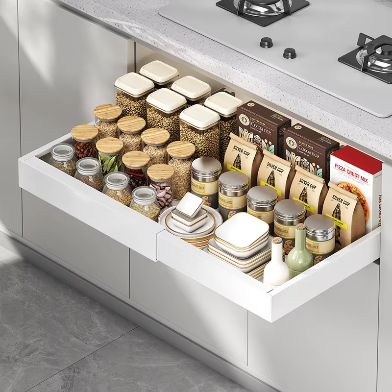 Organiseur de placard coulissant pour armoires de cuisine avec tiroirs, étagères de garde-manger au 