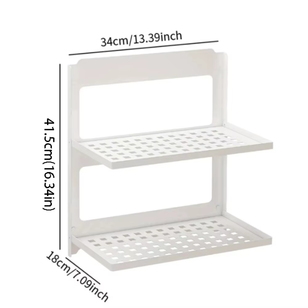 Étagère de rangement murale pliable en fer noir à 2 niveaux, empilable, anti-chute, pour sous-sol