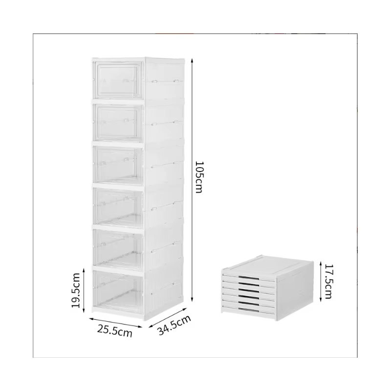 Boîte à chaussures pliable à 6 couches – Organisateur anti-poussière, aucun assemblage requis, solut