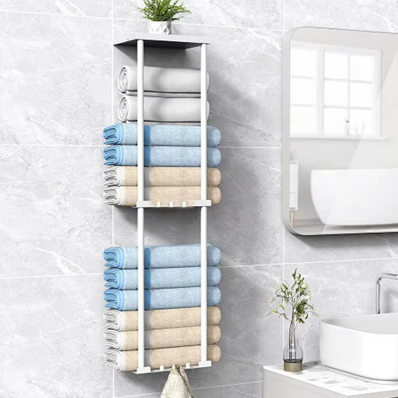 Supports de rangement pour salle de bain, étagère en métal à 3 niveaux, porte-serviettes multifoncti