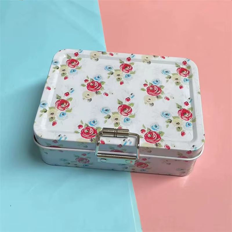 Boîte de rangement en métal vintage avec couvercle – Boîte à biscuits et bonbons durable, organisate