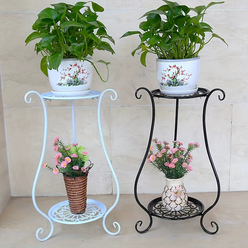 1pc support intérieur et extérieur Simple européen Double couche support de fleurs Pot de fleur salo