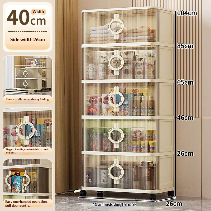 Armoire de rangement pour salon, porte coulissante pliante épaisse, multicouche, organisateur de com