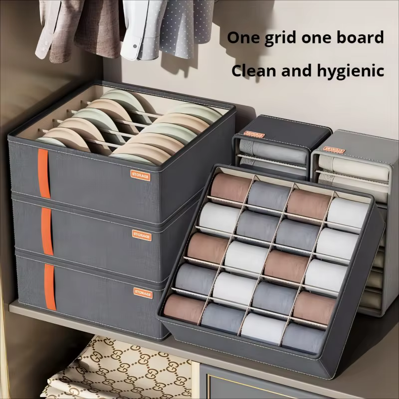 1pc gris foncé sous-vêtements boîte de rangement chaussettes sous-vêtements rangement tiroir Divisio