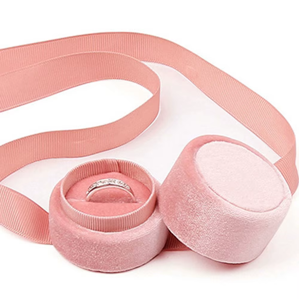 Boîte-cadeau ronde de couleur rose, boîte à bijoux avec nœud papillon, accessoires de mode, présento
