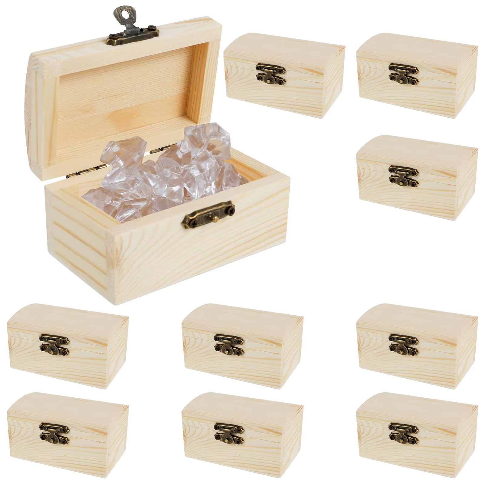 Boîte à bijoux en bois 10 pièces, boîte à souvenirs inachevée avec couvercle, Mini boîtes de rangeme