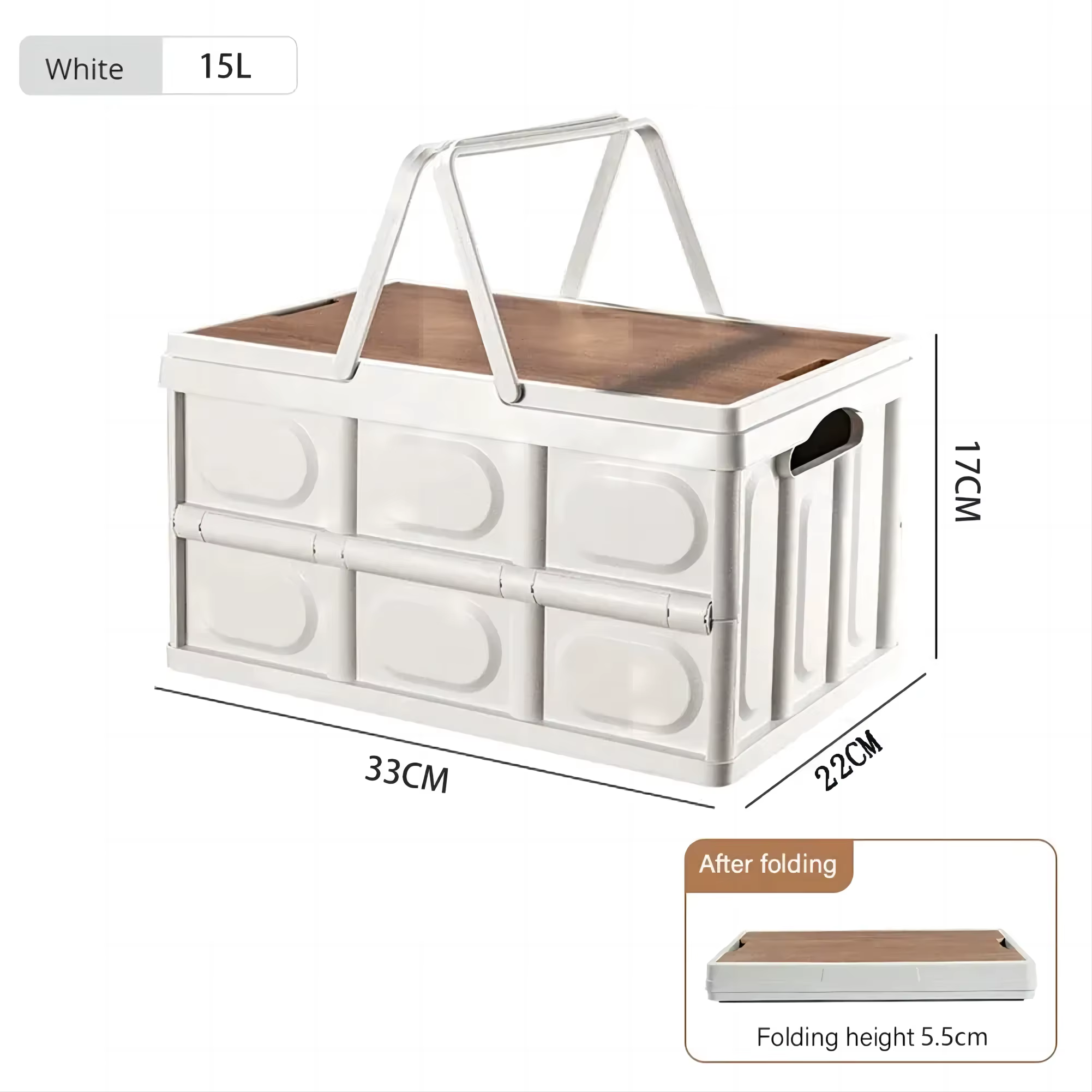 1 boîte de rangement de Camping en plein air avec poignée, boîte de rangement pliable de 15L, boîte 