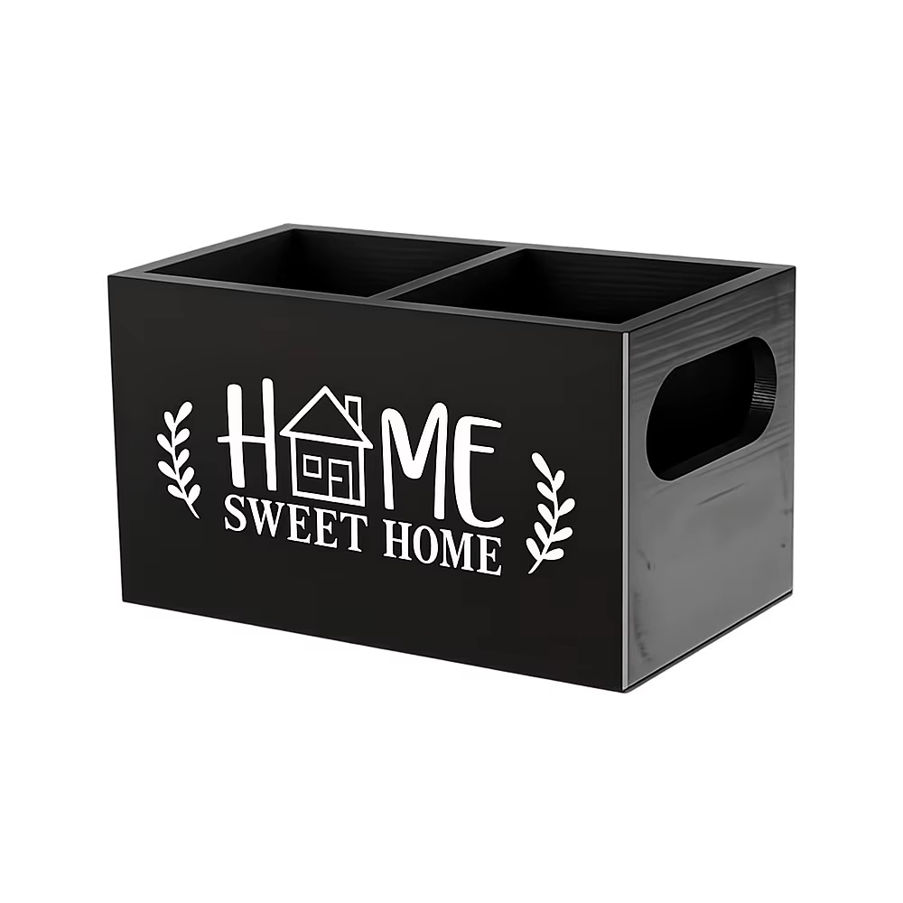 Boîte de rangement en bois pour télécommandes, simple, avec 2 emplacements, support pour télécommand