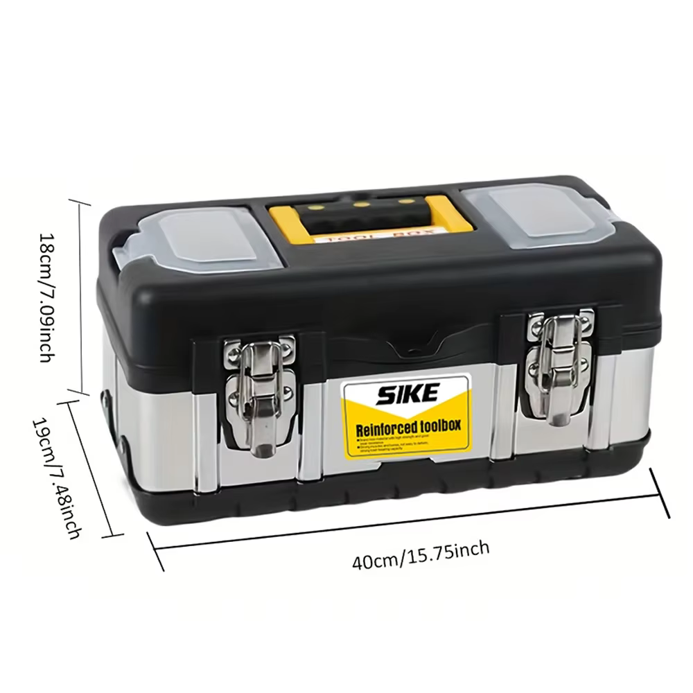 Boîte de rangement double couche anti-chute épaissie, portable, en acier inoxydable, multifonctionne