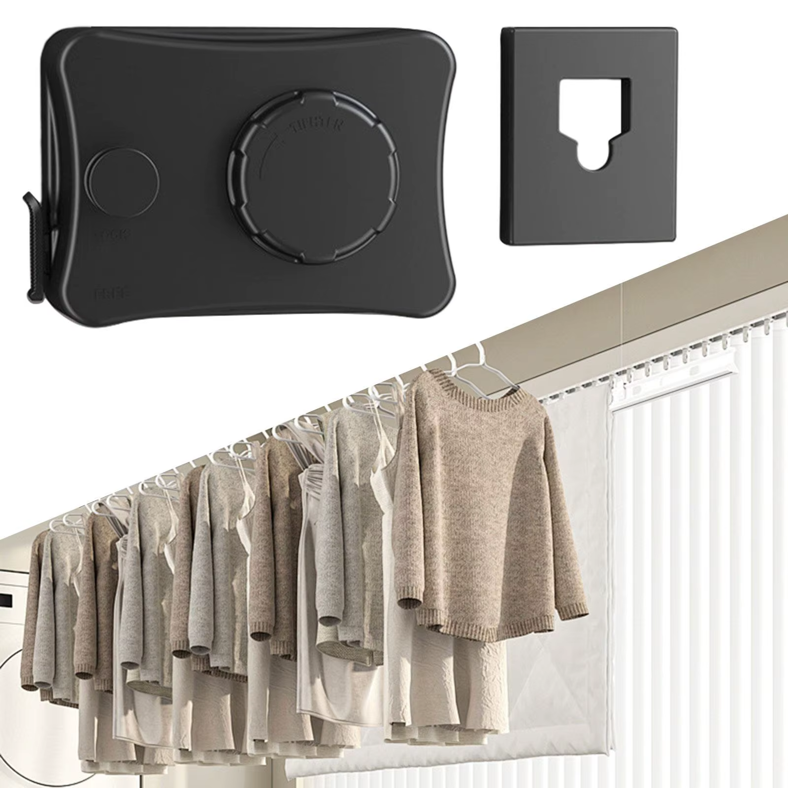 Corde à linge rétractable, balcon, support de séchage mural étanche