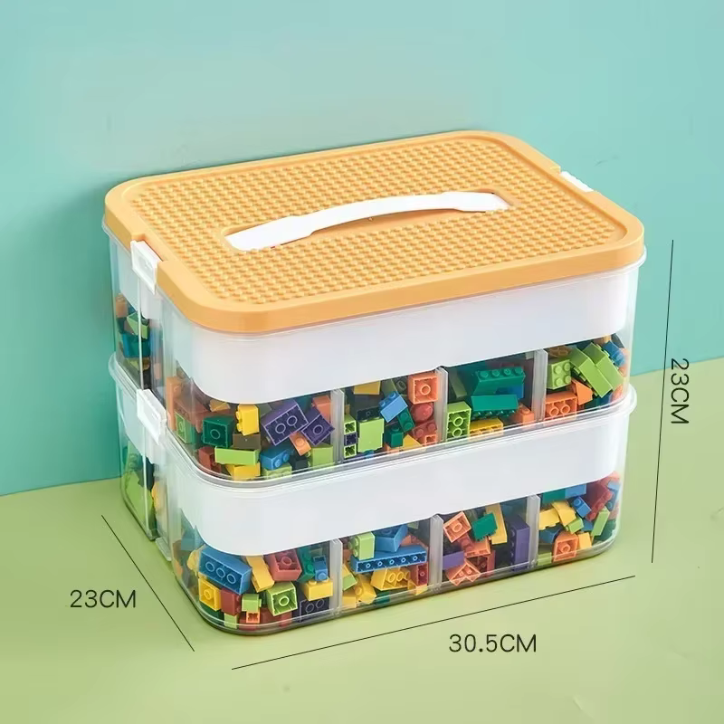 Boîte de rangement empilable en plastique transparent, anti-poussière et résistante à l'humidité, or