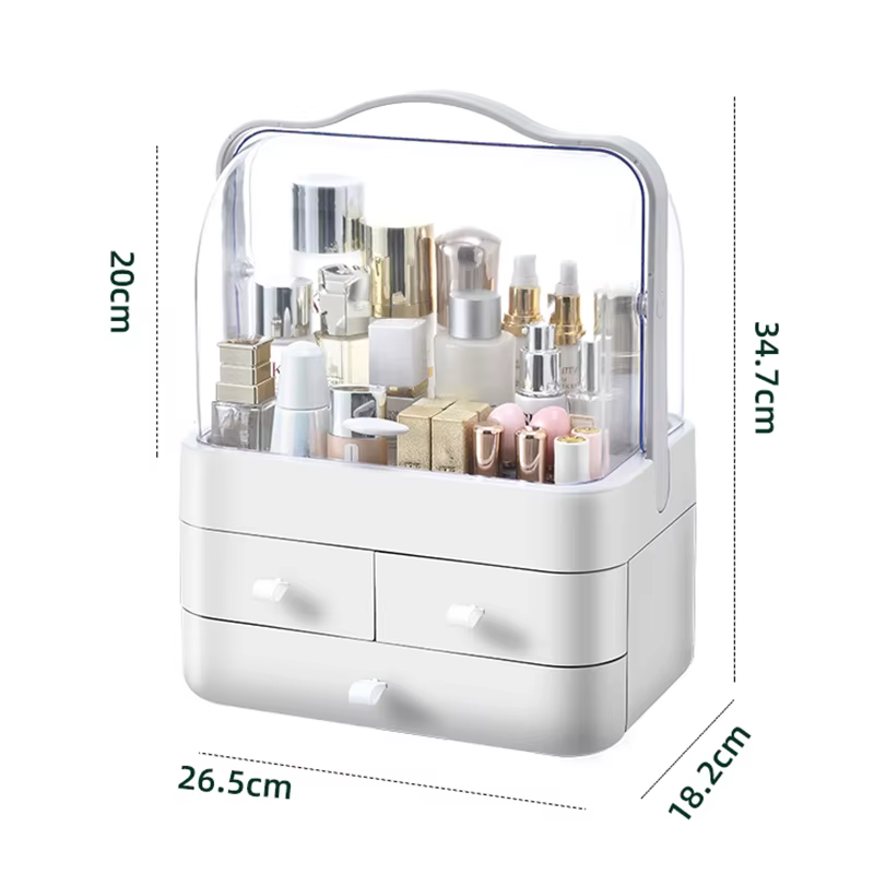 Organisateur de comptoir de cosmétiques pour commode, avec couvercle et tiroir, organisateur de soin