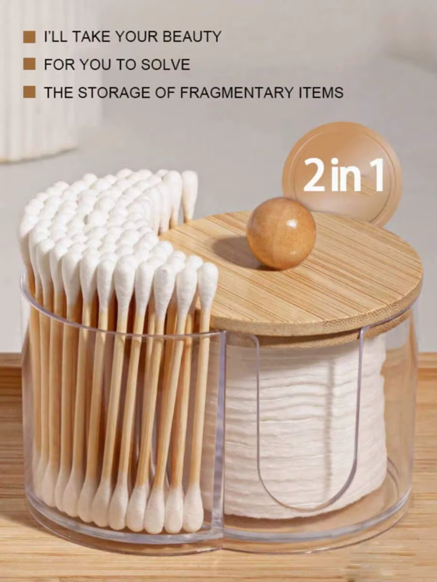 Boîte de rangement pour cotons-tiges, conteneur transparent carré à double tête pour cotons-tiges, a