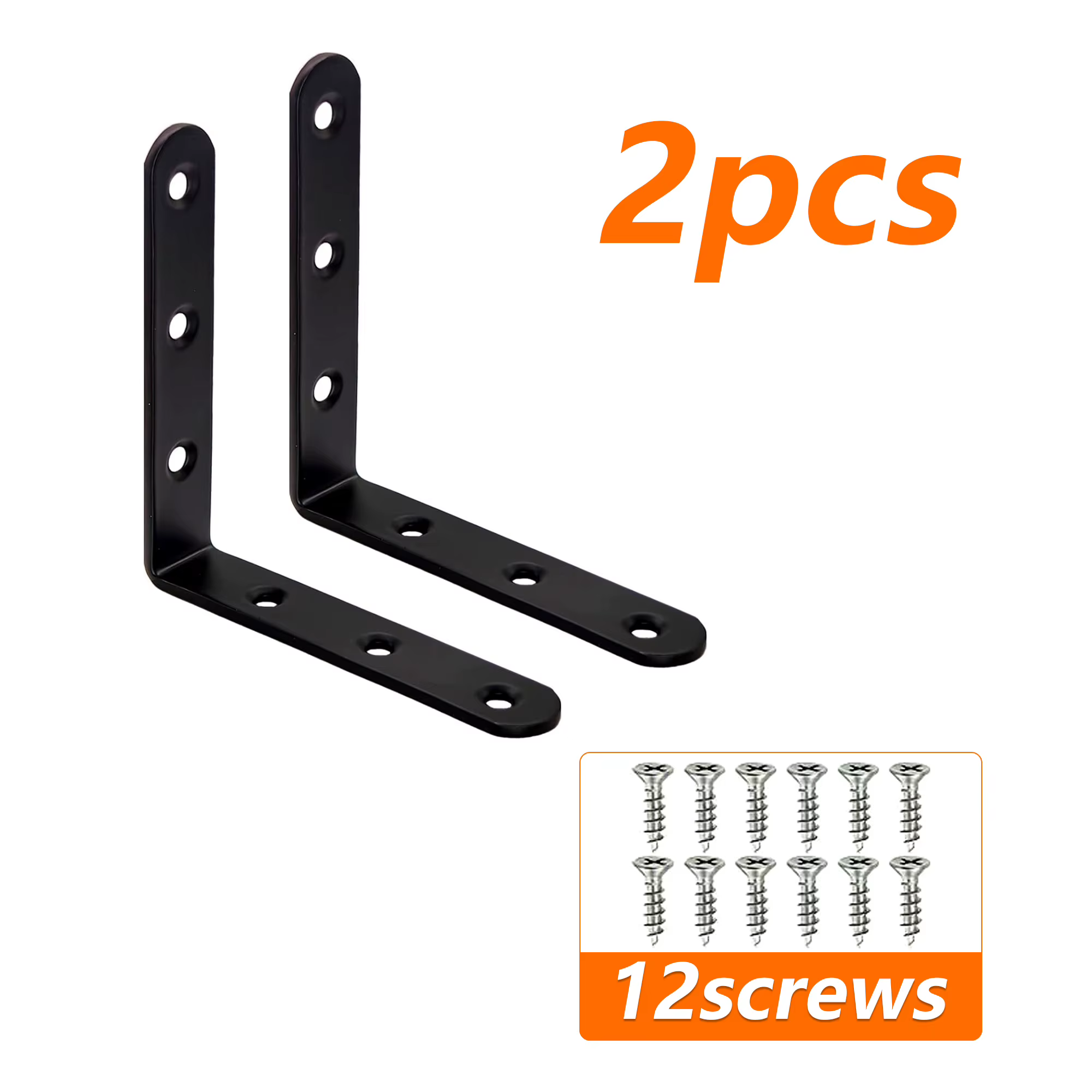 Support d'angle en L noir pour étagères, meubles, bois, support d'angle droit à 90 degrés 100x100mm